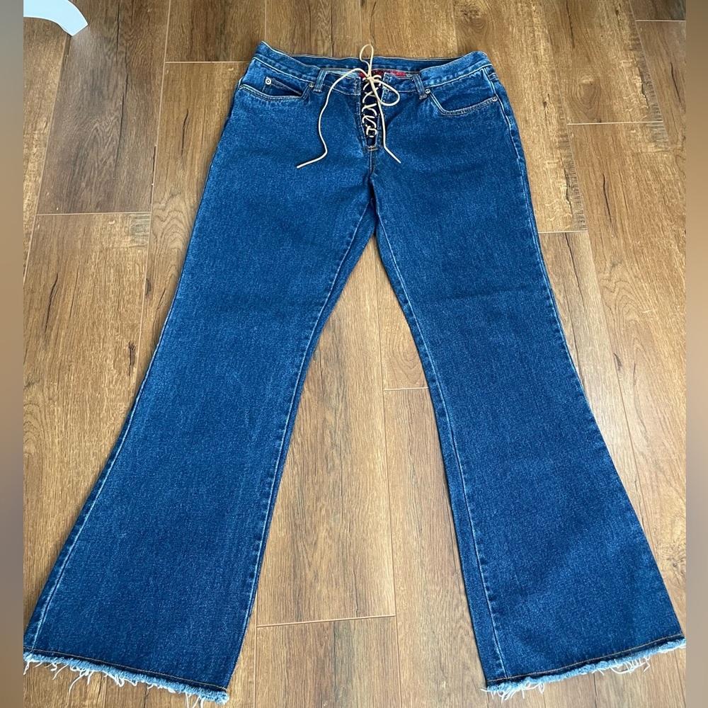 90s Penny Lane Boho Lace Up Flared Denim Western Indie Sleaze #Y2K #Vintage